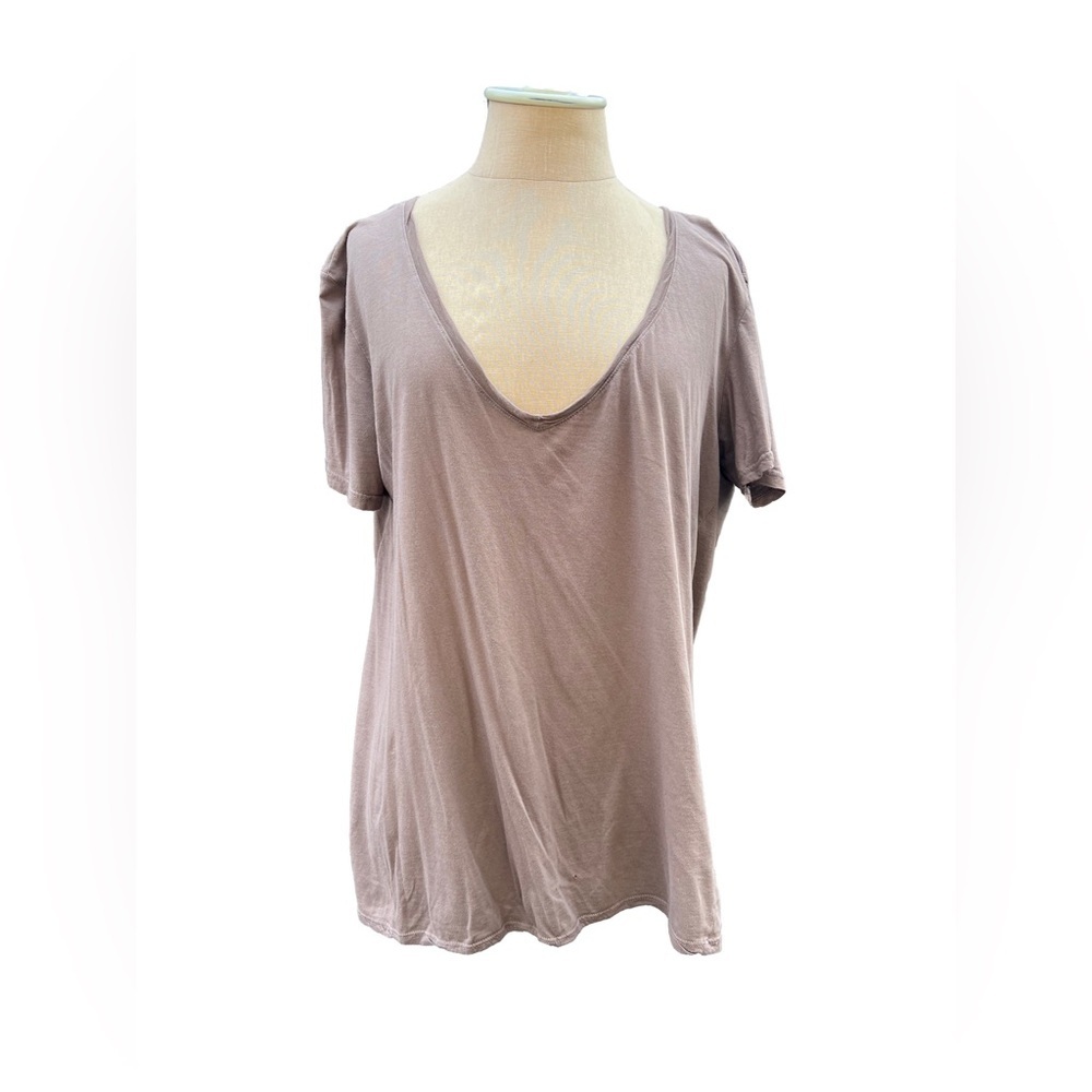 Michael Stars Featherweight Brown V Neck Top - Size OS